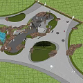 Natural Landscape Garden Design With Green Lawns Rock Features And Paved Paths