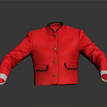 Red Formal Jacket With Black Collar White Cuffs And Button Details 3d model