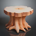 Natural Wooden Stump Design Outdoor Table With Root Shaped Legs And Smooth Surface