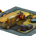 Modern Conveyor Isometric Mechanical Robot Assembling Conveyor 3d model