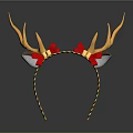 Decorative Wall Decor With Golden Antlers Red Bows And Twisted Band