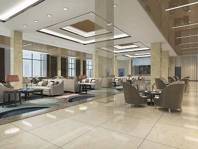 Modern Café Interior Design With Comfortable Seating And Large Windows 3d model