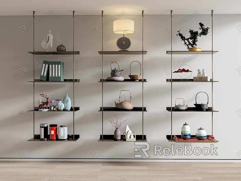 New Chinese-style Ornaments Combination Bookshelf model