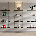 New Chinese-style Ornaments Combination Bookshelf 3d model