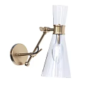 Brass Wall Sconce With Adjustable Arm And Clear Glass Exposed Bulb Design