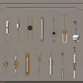 Modern Various Wall Lamps With Metal Frames Round Bar Shapes Illuminated On White Wall