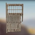 Old Wooden Door With Metal Grille Vintage Structure And Worn Details