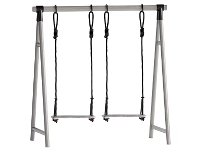 Outdoor Playground Swing Set With Metal Frame Black Ropes And Suspended Seats 3d model