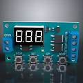 Green Circuit Board Digital Control Module With 888 Display Blue Terminals And Buttons 3d model