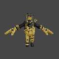 Yellow and Black Armored Man Character with Insect Headgear and Tools