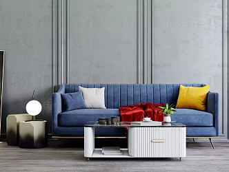 Light Luxury Double Sofa Coffee Table Combination 3d model