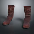 Brown Leather Patterned Vintage Boots With Stylish Design For Fashionable Look