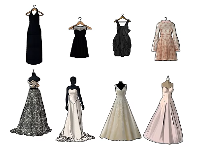 Stylish Women's Formal Dresses With Various Colors And Elegant Designs 3d model