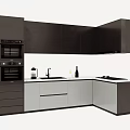 Modern Kitchen Cabinets Design With Dark Wall Units Light Base And White Countertop 3d model