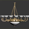 Elegant Modern Chandelier Lighting Combination with Golden Frame and White Lampshades
