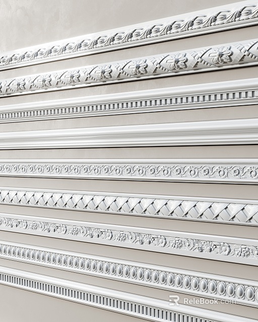 Intricate Gypsum Cornice Designs With Various Decorative Patterns For Interior Decoration 3d model 