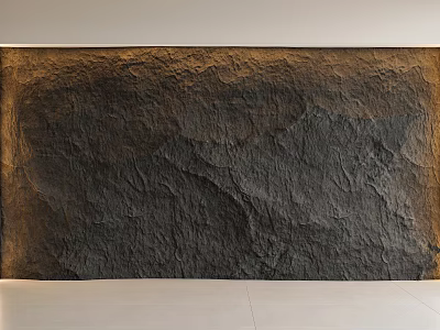 Elegant Dark Textured Stone Like Background Wall With Warm Lighting Accent Modern Interior 3d model
