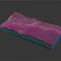 Detailed Green Mountain Terrain Model With 3D Topography And Path