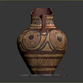 Traditional Handcrafted Ceramic Jug With Red Yellow Ornate Intricate Patterns