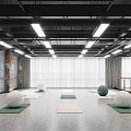 Spacious Modern Yoga Fitness Studio With Exercise Mats Balls And Barre In Bright Well Lit Space
