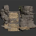 Rustic Stone Wall Interior With Metal Frame Structure And Narrow Passageway