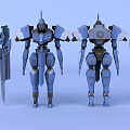Smart Machines Blue Mechanical Robot Models With Weapon And Armor Details 3d model