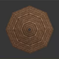 Wooden Hexagonal Gazebo With Brown Roof And Pillared Railing Outdoor Structure Design