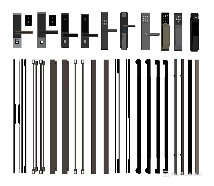 Modern Door Handles With Various Designs And Sleek Finishes For Home Decoration 3d model 