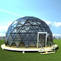 Glass Dome Building On Grass Field Under Blue Sky