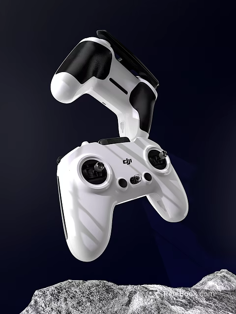 Ergonomic Amusement Equipment Game Controller with White Black Design and Responsive Joysticks Buttons 3d model 