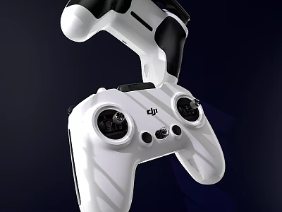 Ergonomic Amusement Equipment Game Controller with White Black Design and Responsive Joysticks Buttons 3d model