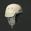 Three Medieval Helmets Featuring Leather Metal Riveted Details Side by Side 3d model