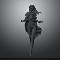 Fantasy Female Character 3D Model With Cloak And Dynamic Pose As Mythical Creature