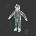 3D Model of Man in Blue T-shirt Dark Pants and Sneakers on Black Background