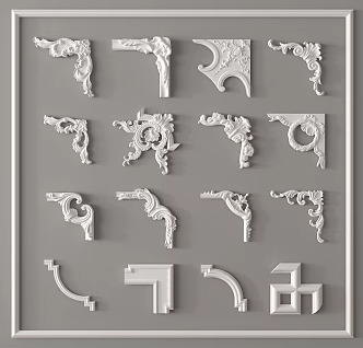 European-style Carved Corner Gypsum Components 3d model