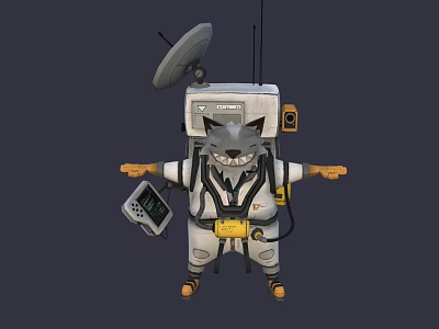 Modern game character space cat 3d model