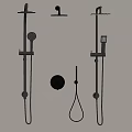 Black Wall Mounted Shower System with Handheld Sprayer and Rain Shower Head 3d model