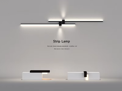 Modern White Reception Desk With Black Accents And Strip Lamp Lighting 3d model
