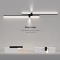 Modern White Reception Desk With Black Accents And Strip Lamp Lighting