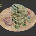 Wood And Stone Decorative Structure With Stacked Design Circular Base And Natural Texture 3d model