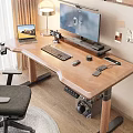 Cozy Study Room With Wooden Desk Monitor Laptop And Office Chair Decorations