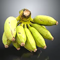 Fresh Green Banana Bunch with Natural Brown Tips on Dark Background