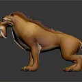 Orange Reptile With Mane Fangs And Standing Posture In Realistic