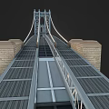 Suspension Bridge Architectural Structure With Steel Tower Cables Pier And Deck Design 3d model