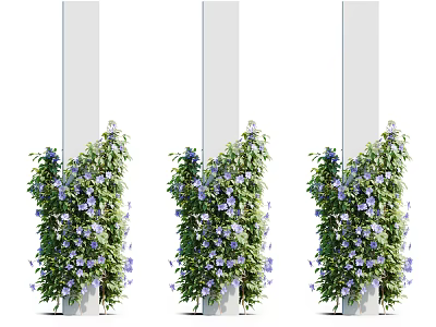 Lush Vines With Purple Flowers Climbing White Columns For Outdoor Decoration 3d model