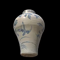 Traditional Blue And White Ceramic Vase With Floral Pattern Design