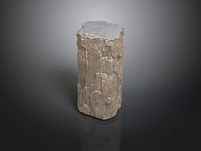 Natural Stone Column With Rough Textured Surface And Decorative Design 3d model
