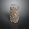 Natural Stone Column With Rough Textured Surface And Decorative Design