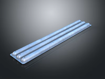 Multiple Long Smooth Metal Tubes With Reflective Surface On Dark Background 3d model