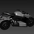 Sleek Modern Three Wheeled Motorcycle With Black Body And Large Alloy Wheels